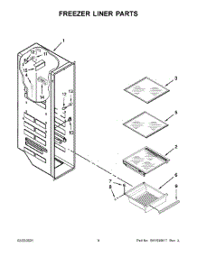 05 - Freezer Liner Parts parts for Whirlpool Refrigerator WRS586FIEM05 from AppliancePartsPros.com