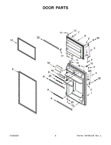 05 - Door Parts parts for Whirlpool Refrigerator WRT108FFDW00 from AppliancePartsPros.com