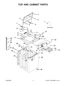02 - Top And Cabinet Parts parts for Whirlpool Washer WTW500CMW0 from AppliancePartsPros.com