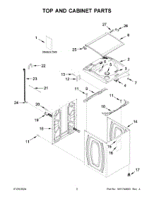 02 - Top And Cabinet Parts parts for Whirlpool Washer WTW5057LW1 from AppliancePartsPros.com