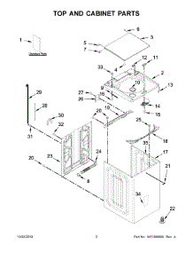 02 - Top And Cabinet Parts parts for Whirlpool Washer WTW8500DW6 from AppliancePartsPros.com
