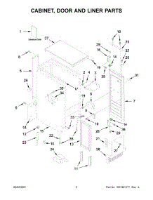 02 - Cabinet, Door And Liner Parts parts for Whirlpool Refrigerator WUI75X15HB01 from AppliancePartsPros.com