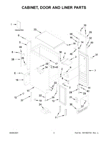 02 - Cabinet, Door And Liner Parts parts for Whirlpool Refrigerator WUI95X15HZ01 from AppliancePartsPros.com