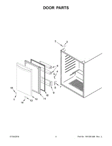 03 - Door Parts parts for Whirlpool Refrigerator WUR50X24HZ0 from AppliancePartsPros.com