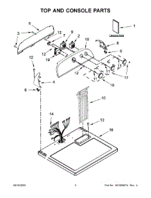 02 - Top And Console Parts parts for Whirlpool Dryer YWED4815EW2 from AppliancePartsPros.com