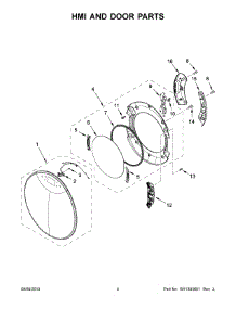 03 - Hmi And Door Parts parts for Whirlpool Dryer YWED9620HC1 from AppliancePartsPros.com