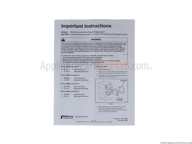 Kit Outer Door Bezel White