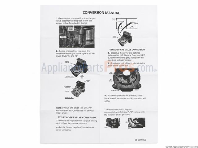 Ge WE49X32950 Dryer Gas Conversion Kit Natural Gas To Lp Propane OEM Part - image 2